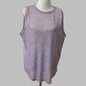 Evolution & Creation Tank XL Purple Animal Print Mesh Workout Activewear